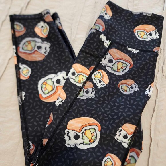 Skull Sushi Print Women's Leggings - Picture 2 of 3